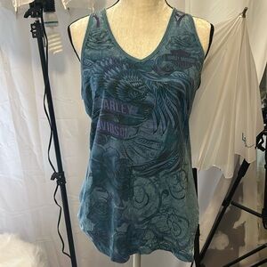 Harley Davidson, thin blue tank top large
